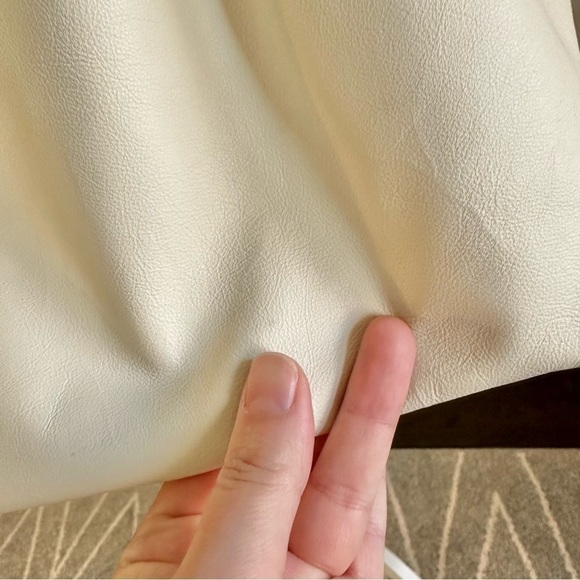 Vintage Handmade Off-white Ivory Leather Boho Tote Bag - Picture 6 of 7